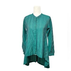 🆕 CHAPTER 2 Handwoven Cotton High Low Long Sleeve Stripe Down Top